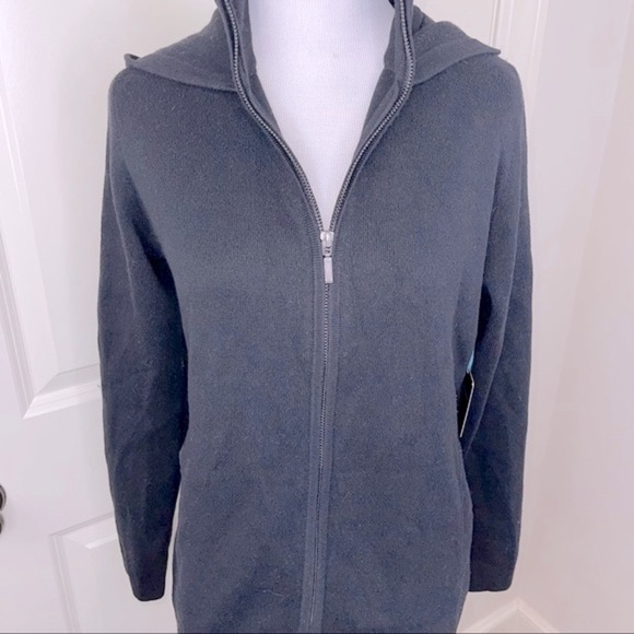 Cynthia Rowley Active Black Ribbed Hooded Jacket S - Picture 3 of 15